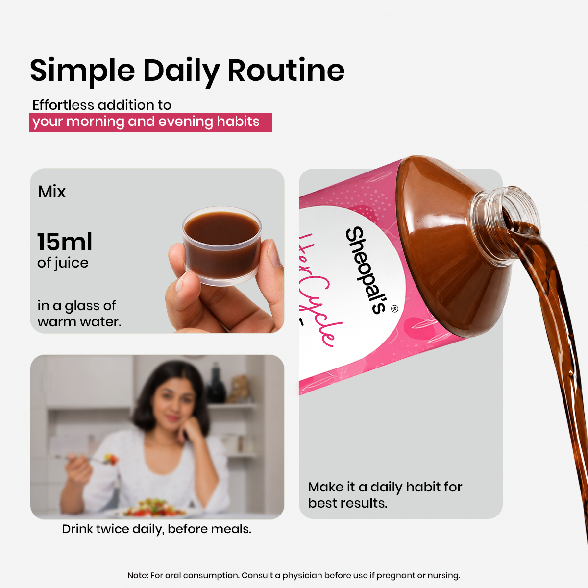 HerCycle Juice with Ashoka Chhal & Daruharidra | Ayurvedic Herbal Juice for Women | 1L