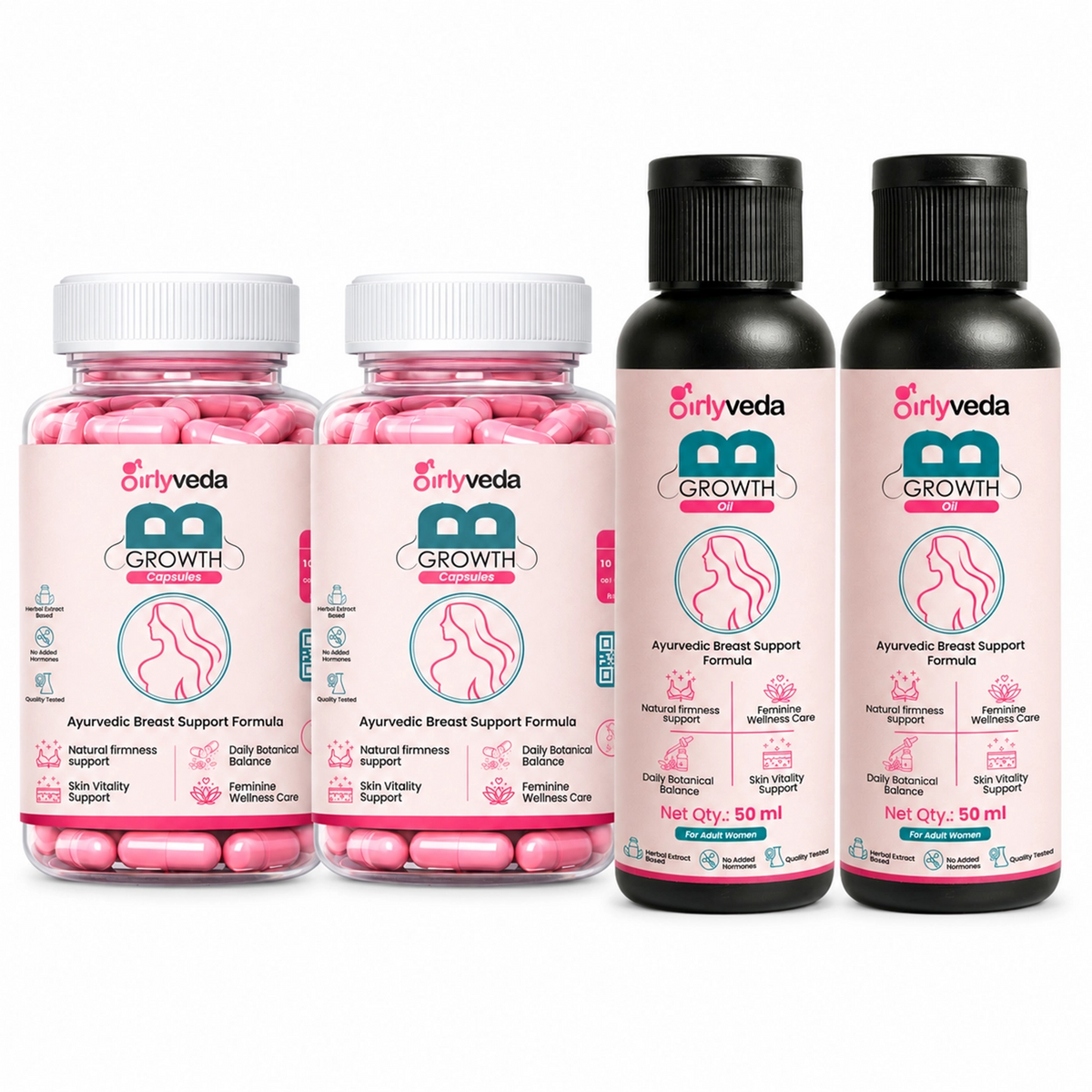 B-Growth Combo — Ayurvedic Breast Nourishment Capsule + Herbal Firming Oil